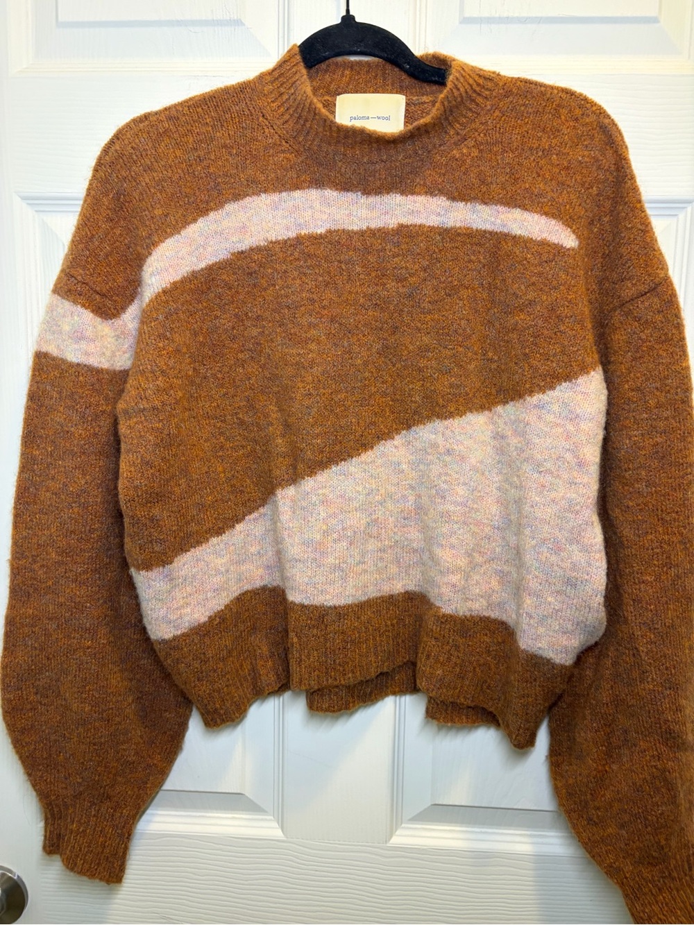 Paloma Wool Colorblock Crewneck Sweater in Rust & Blush